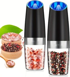 2 Pack Gravity Electric Salt and Pepper Grinder Mill Shaker Adjustable Automatic - Picture 1 of 6