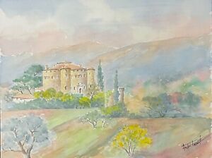 Castle Of Vauvenargue Watercolour Signed André Trevert To 1990 Provence France