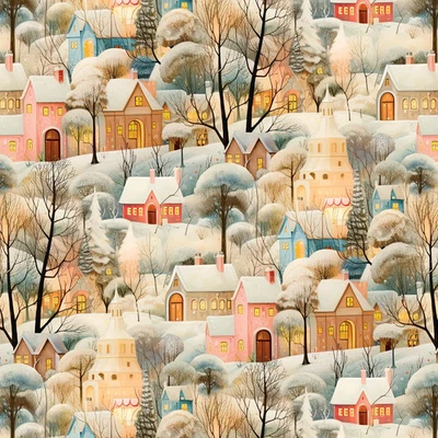 Comfort & Joy Village All Over by Michael Ward 44" wide BTY - Image 1 of 4