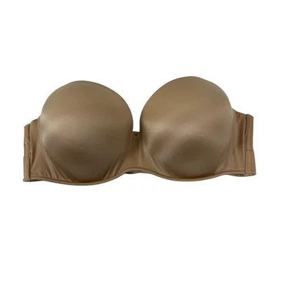 Cacique Lane Bryant 38DD Strapless Push Up Bra Tan Seamless Underwire EUC - Image 1 of 4
