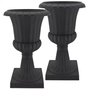 Deluxe Pedestal 16 In. X 27 In. Black Plastic Urn (2-Pack) - Picture 1 of 12
