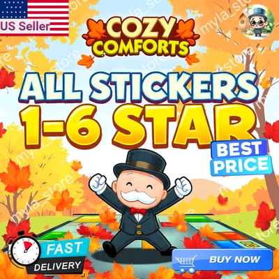 (Golden blitz Available) Monopoly Stickers Go 1⭐- 6⭐ CHEAPEST💥SUPER FAST🕘24/7 - Image 1 of 2