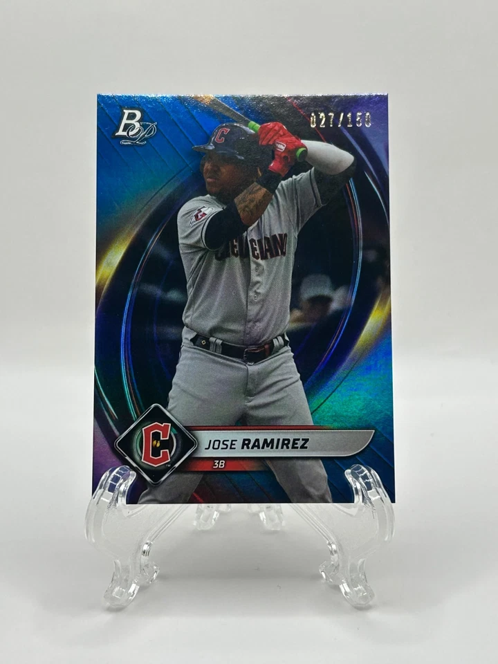 2022 Bowman Platinum - Jose Ramirez #84 Blue Foil Parallel # 27/150  - Image 1 of 2