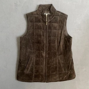 VTG Orvis Leather Suede Vest Jacket Small Waist Coat Notch Brown 100 Leather - Picture 1 of 4