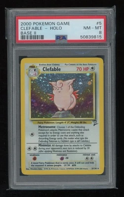 POKEMON Base Set 2 CLEFABLE 5/130 Holo Rare PSA 8 NM-MT Vintage WOTC - Image 1 of 2