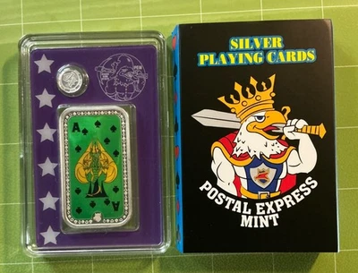 2025 1OZ BAR + 1 GRAM RD .999 SILVER POSTAL EXPRESS MINT  ACE spade   - Image 1 of 4