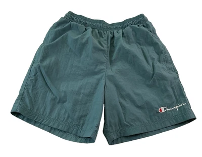 Pantalones Cortos de Natación Champion De Colección Para Hombres Medianos Verde Azulado Nylon Y2K Pantalones Cortos Atléticos Cordón Foto 1 de 4