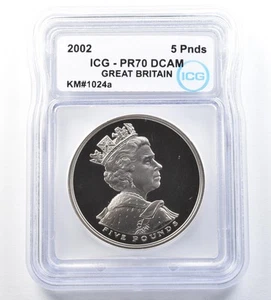 2002 Great Britain 5 Pounds KM#1024a PR70 DCAM ICG *8922 - Picture 1 of 3