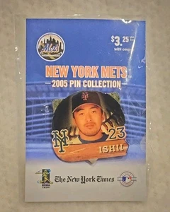 De colección 2005 Kazuhisa Ishii New York Mets Prendedor Colección Sombrero Solapa NY Times Nuevo - Imagen 1 de 2