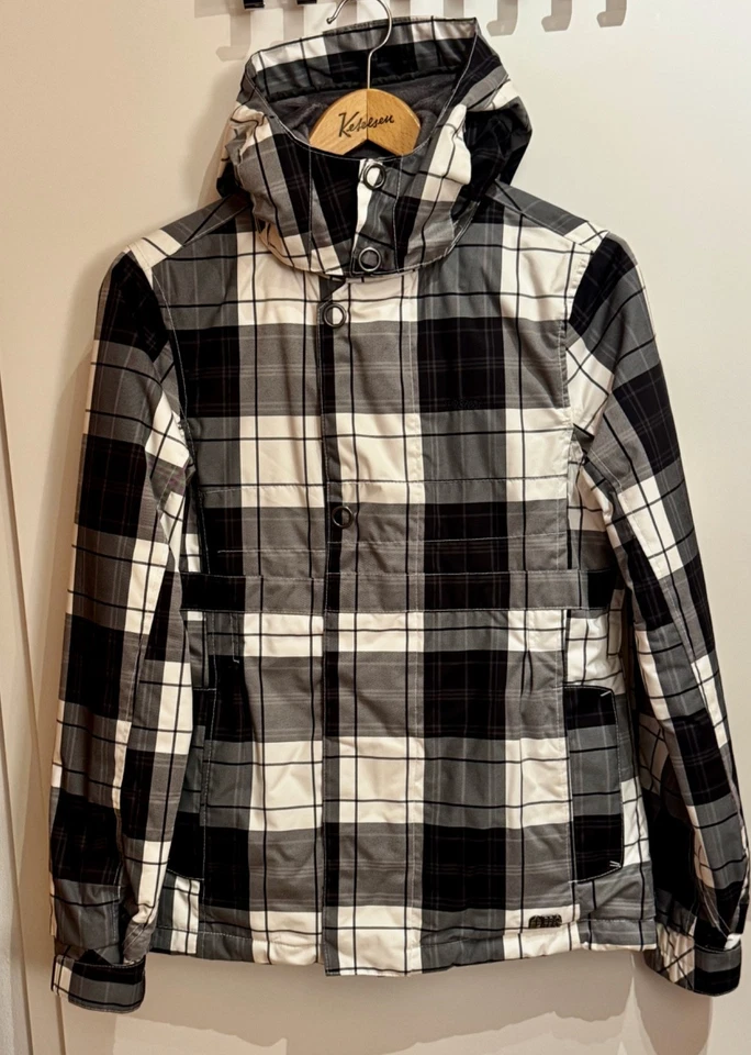 Protest Ski oder Snowboard-Jacke Damen, Gr. S, kariert weiß/grau, neuwertig - Bild 1 von 4