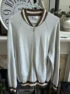 BRUNELLO CUCINELLI men's zip front 100% cotton bomber jacket sweater EU 52 US L - Picture 1 of 11