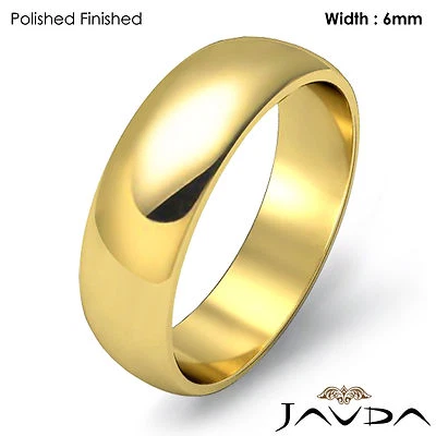 Mens Wedding Band Dome High Polished Solid Ring 6mm 14k Gold Yellow 5.9gm 8-8.75 - Image 1 of 4