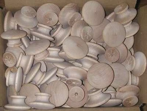 50 ROUND 1 1/2" BIRCH WOOD KNOBS Unfinished Pulls Cabinet Handles w/o screws - Picture 1 of 1