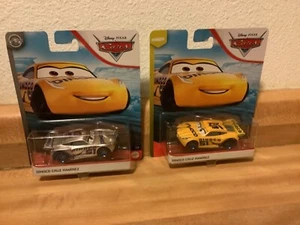 PIXAR CARS SILVER & YELLOW w/ BLUE DINOCO CRUZ RAMIREZ #51 & #28 Tim Treadless - Picture 1 of 14