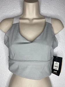 Reggiseno sportivo AVIA grigio bianco moda schiena incrociata taglia media (8-10) NUOVO - Foto 1 di 9