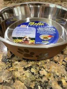 Loving Pets Bella Dog Bowl Metallic Champagne Medium New - Picture 1 of 2