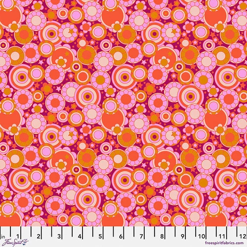 ¡NUEVO! FLOR MÍTICA EN NARANJA DE STACY PETERSON ART DECO TELA VIBRANTE 1/2 YD Foto 1 de 1