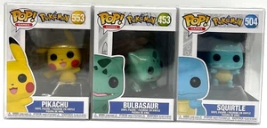 Funko Pop! Pokémon Pikachu #553 Squirtle #504 Bulbasaur #453 Juego de 3 - Imagen 1 de 5