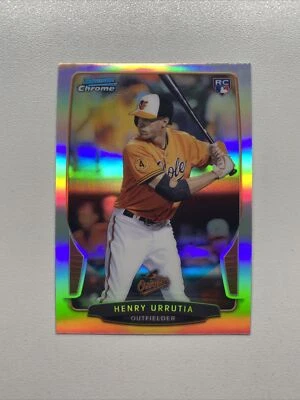 2013 Bowman Chrome Refractor Henry Urrutia Rookie Baltimore Orioles 8 RC - Image 1 of 2