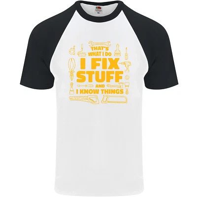 I Fix Stuff Funny Carpenter DIY Tradesman Mens S/s Baseball T-Shirt - Image 1 of 4