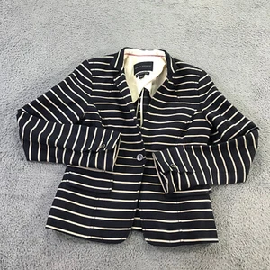 Banana Republic Blazer Womens 2 Sports Coat Jacket Suit Beige Blue Linen Italian - Picture 1 of 12