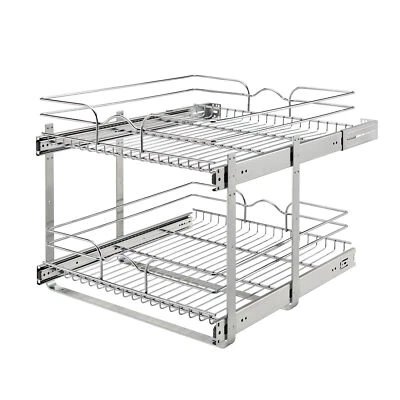 Rev-A-Shelf 2-Tier Kitchen Cabinet Pull Out Shelf and Drawer Organizer Slide Out