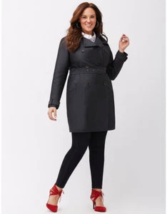 NEW LANE BRYANT $348 NAVY DOUBLE BREASTED TRENCH COAT BY MYNT1792 SZ 3X 22/24 - Picture 1 of 5