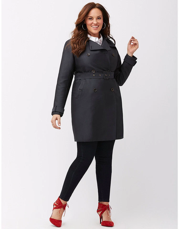 NUEVA GABARDINA LANE BRYANT $348 AZUL MARINO DOBLE BOTONADURA DE MYNT1792 TALLA 3X 22/24 Foto 1 de 4