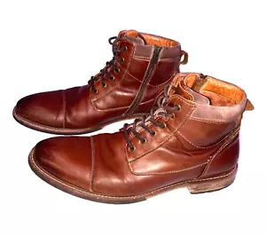 Stivaletto Florsheim Lodge punta cappuccio stringato zip laterale 14286 pelle marrone taglia 10 m - Foto 1 di 14