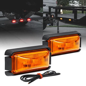 2pc 2.5" Amber LED Trailer Marker Light Black Bezel DOT FMVSS 108 SAE P2PC - Foto 1 di 8