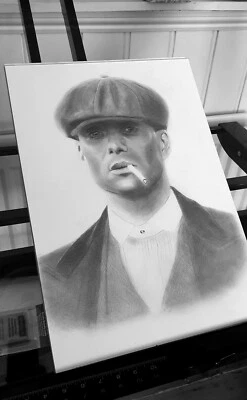 Tommy Shelby Peaky Blinders TV Series Art A3 Size Wall Canvas Pencil Drawing Fan