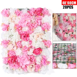 20 Stück Künstliche Blumenwand Rosenwand Hochzeit Hintergrund Dekor Rosa 40x60cm - Bild 1 von 18