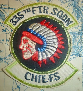 Seltener Original Patch - CHIEFS - 335th Tactical Fighter Sqn - Vietnamkrieg - D.785 - Bild 1 von 2
