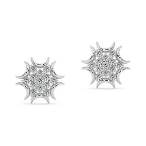 Luminous Curved Sterling Silver Stud Earrings Cubic Zirconia