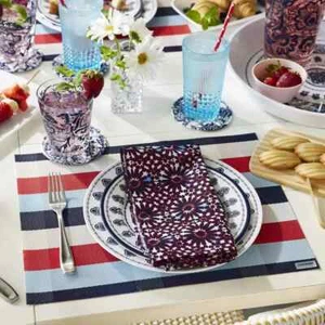 Vera Bradley Tovagliette SET di 4 Plaid Patriottici PVC Interno/Esterno Reversibili - Foto 1 di 4