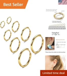 316L Surgical Stainless Steel Huggie Hoop Earrings 6mm 8mm 10mm 11mm 12mm 14m... - Picture 1 of 6