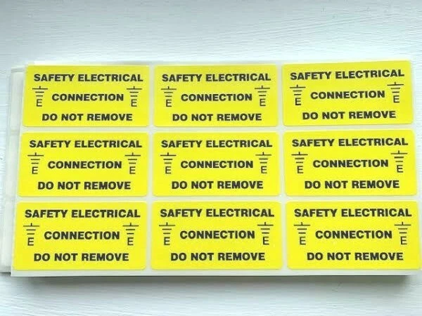 45 x safety electrical connection do not remove labels stickers 49 x25mm