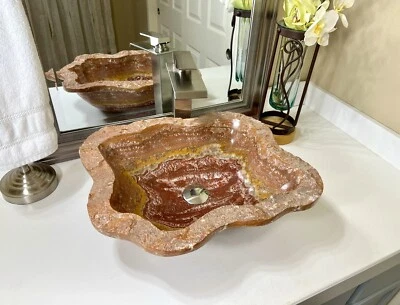 *** Fregadero de ónix / Fregadero de recipiente / Cuenco de ónix / Fregadero de piedra / Fregadero de baño / Lavabo Foto 1 de 4