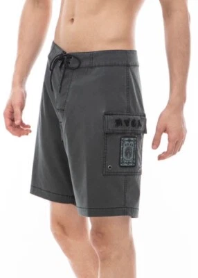 $70 RVCA Hombres "Benj Skull" Bañador Ropa Pantalones Cortos - Gris - Talla: 33W - Etiquetas Nuevas Foto 1 de 4