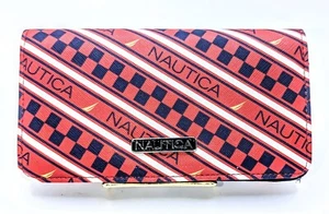 Nautica rot, weiß & dunkelblau kariert Damen Geldbörse Druckknopfverschluss & RFID - Bild 1 von 6