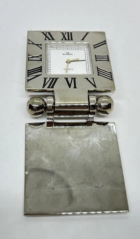 Skagen Silver Tone Travel Alarm Clock -Not running Parts Repair Cover
