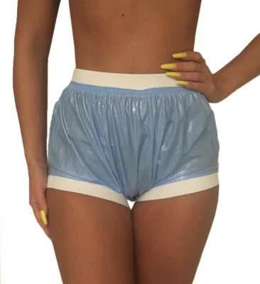 super soft PVC Gummihose blau Lack Schlupfhose Inkontinenz Windelhose ABDL