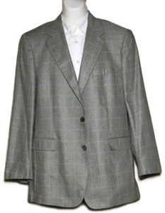 Brooks Brothers Italian Silk Blazer Sport Coat Green Blue Check Men's Size 42L - Picture 1 of 4