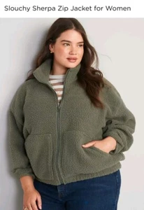 Old Navy Sz.3X "LONDON THYMES" Slouchy Sherpa Zip Jacket  for Women... - Picture 1 of 16