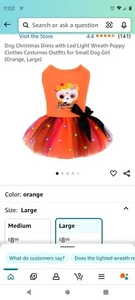 Dog Christmas Dress w/Led Light Wreath Puppy Clothes/Costumes/Outfits, Dog... - Picture 1 of 7