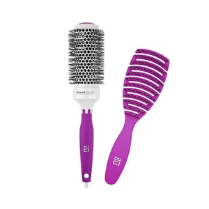ilu Lila 2 Teilig Haarbürsten Set, Entwirr und Styling Haarbürste Rund Ø 43 mm