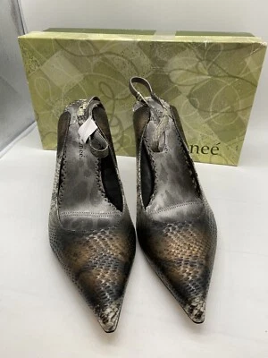 Zapatos para mujer J Renee 12 W marrón cuero degradado honda trasera punta tacón Foto 1 de 4