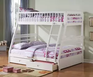 White Full Transitional Bunk Bed - Picture 1 of 1