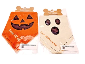 Mud Pie Halloween Dog Bandana Pumpkin & Ghost Set - Picture 1 of 9