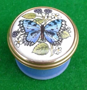 HALCYON DAYS ENAMELS “BLUE BUTTERFLY” MINIATURE TRINKET / PILL BOX. - Picture 1 of 9